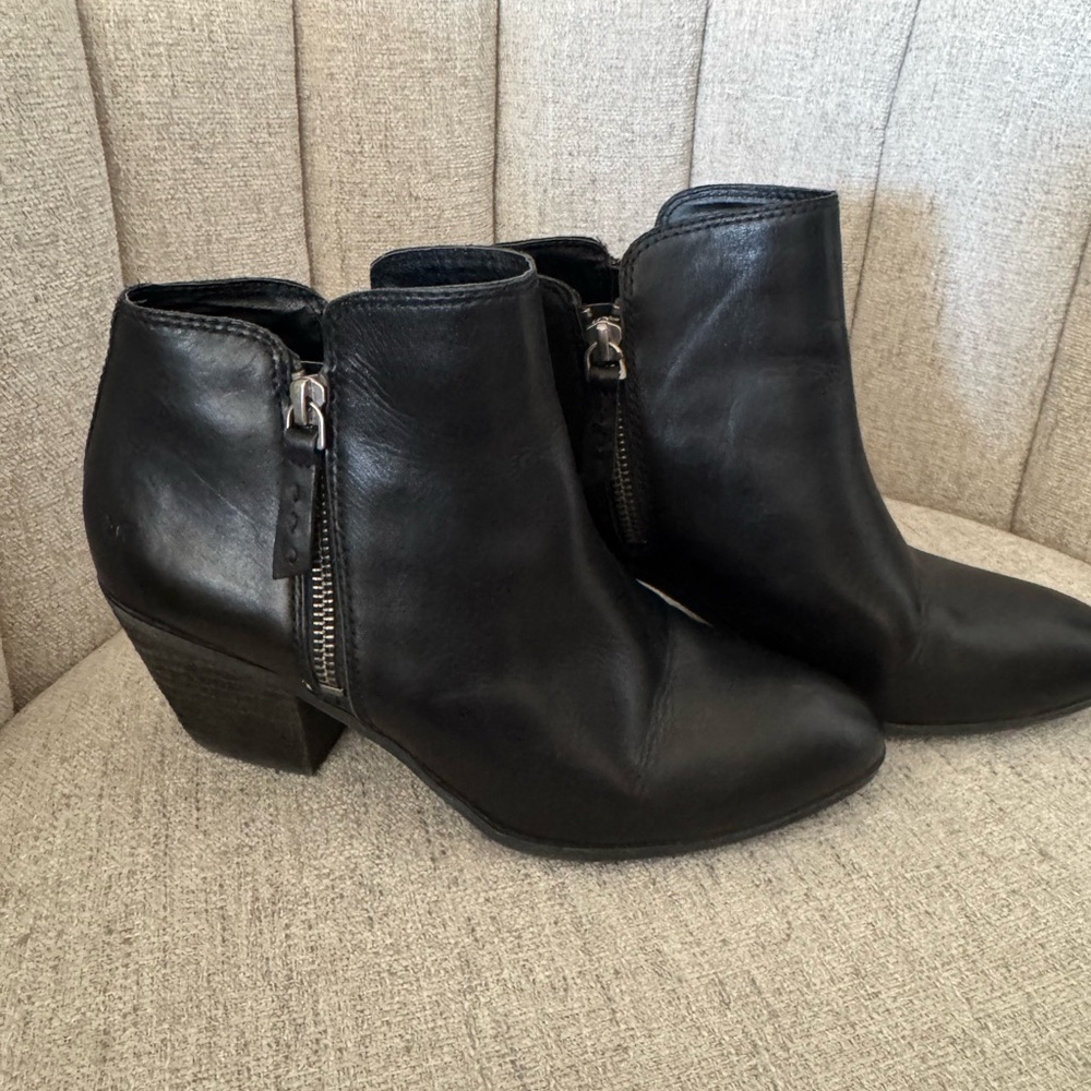 Frye Black Ankle Booties with Side Zipper